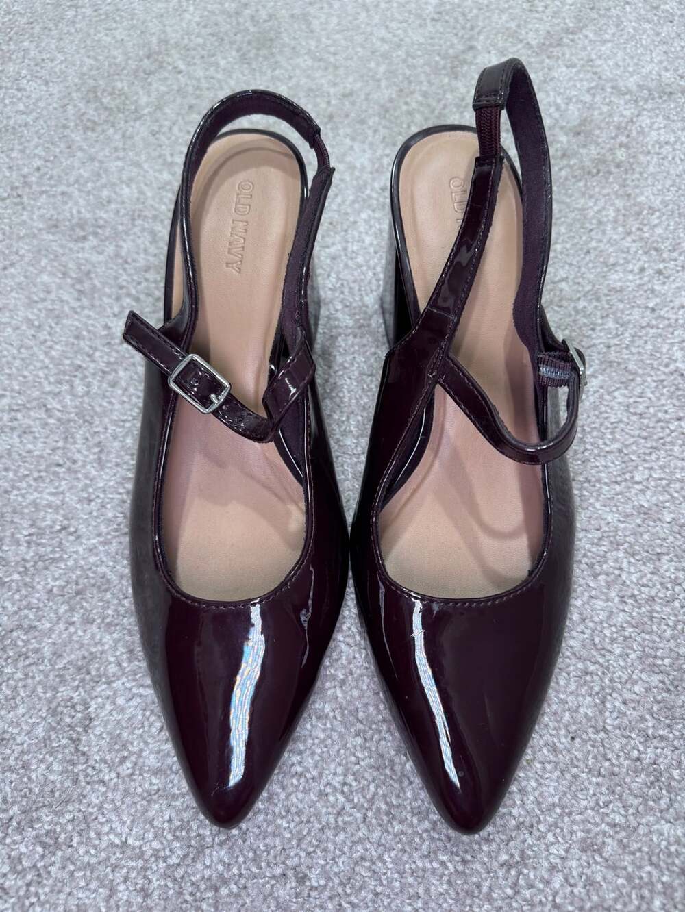 Old Navy Slingback Mary Jane Heels Size 8 Oxblood Patent Leather